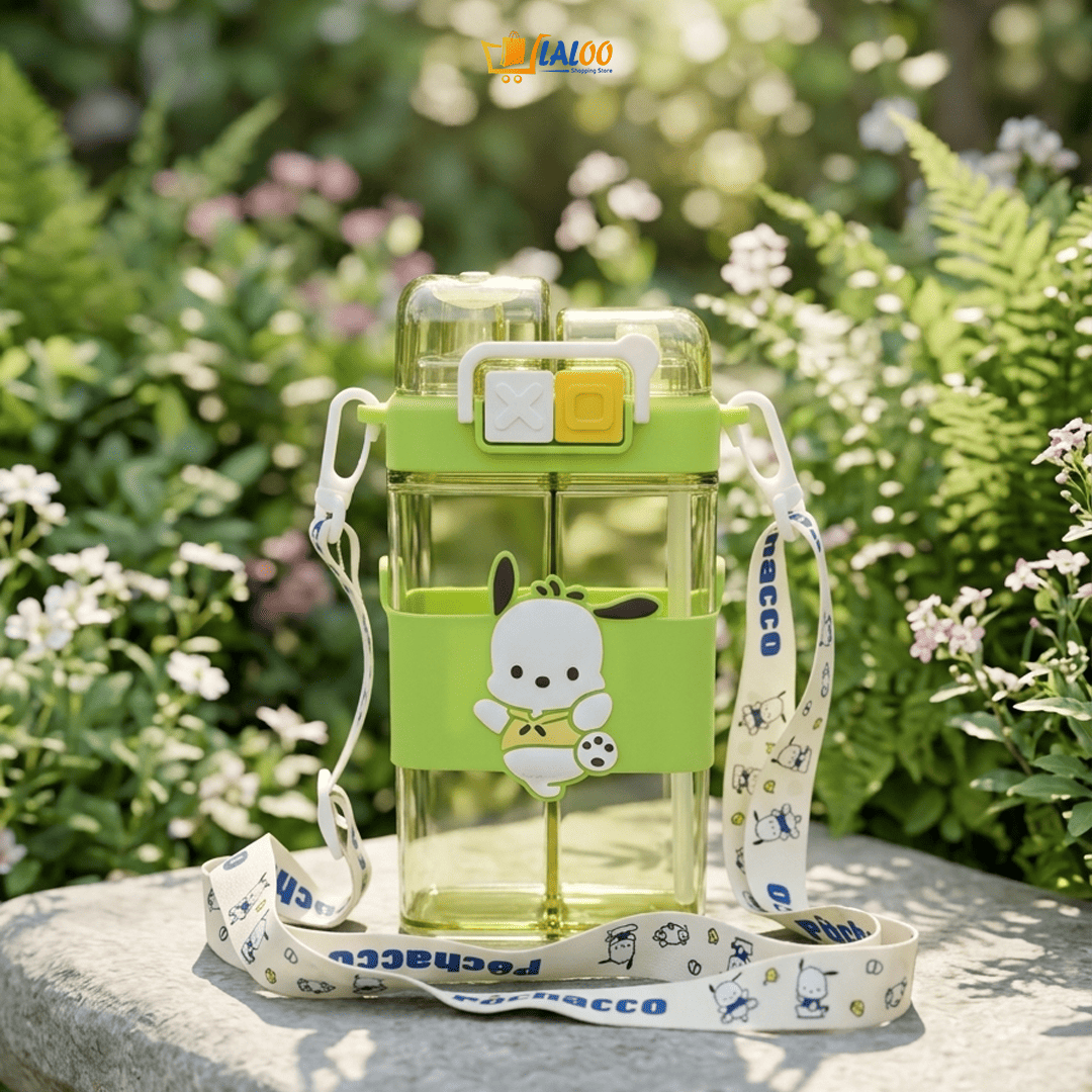 Cute Cartoon Kids Water Bottle With Straw & Strap - Laloo.store