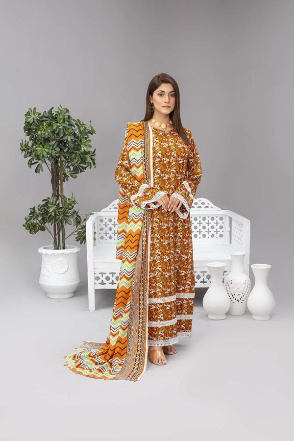 Unstiched Wool Printed 3 Piece - Laloo.store