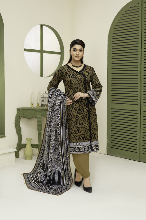 Unstitched Khaddar Printed 3 Piece - Laloo.store