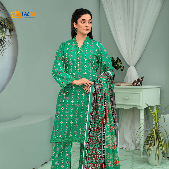 Unstitched Khaddar Printed 3 Piece - Laloo.store