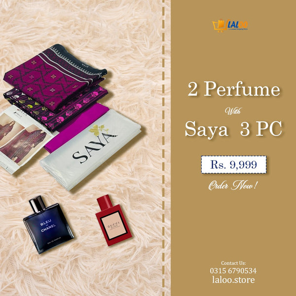 DHAMAKADAR OFFER: 2 Perfumes & Saya Suit Deal at Rs. 10,000!" - Laloo.store