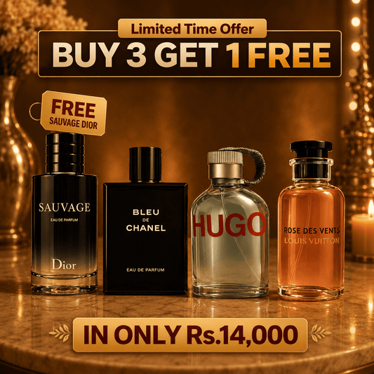 Luxury Designer Perfume Bundle – Buy 3 Get 1 Free | Sauvage, Bleu De Chanel, Hugo & Rose Des Vents - Laloo.store