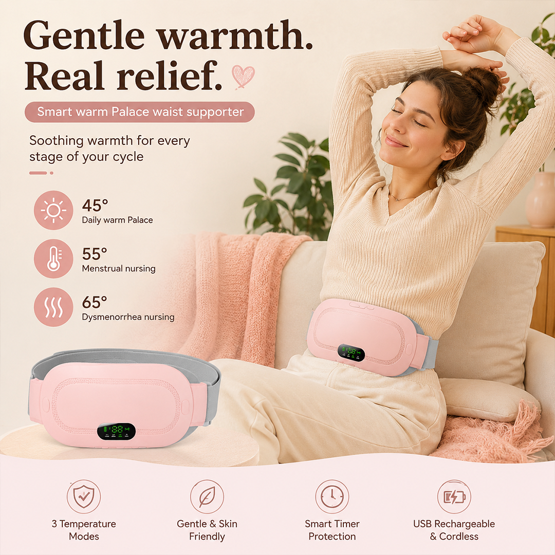 Smart Heating Massage Belt for Women — Instant Period & Back Pain Relief | Wireless, Rechargeable, 3 Modes - Laloo.store